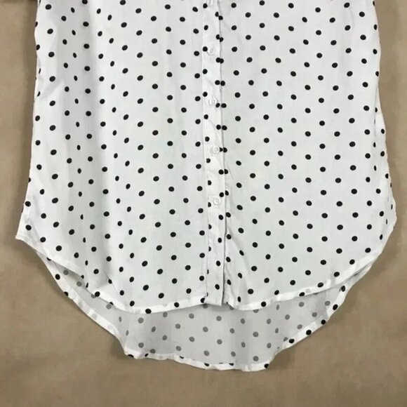 PER SE Short Sleeve Polka Dot Button-front Top NWT SMALL - Picture 7 of 9